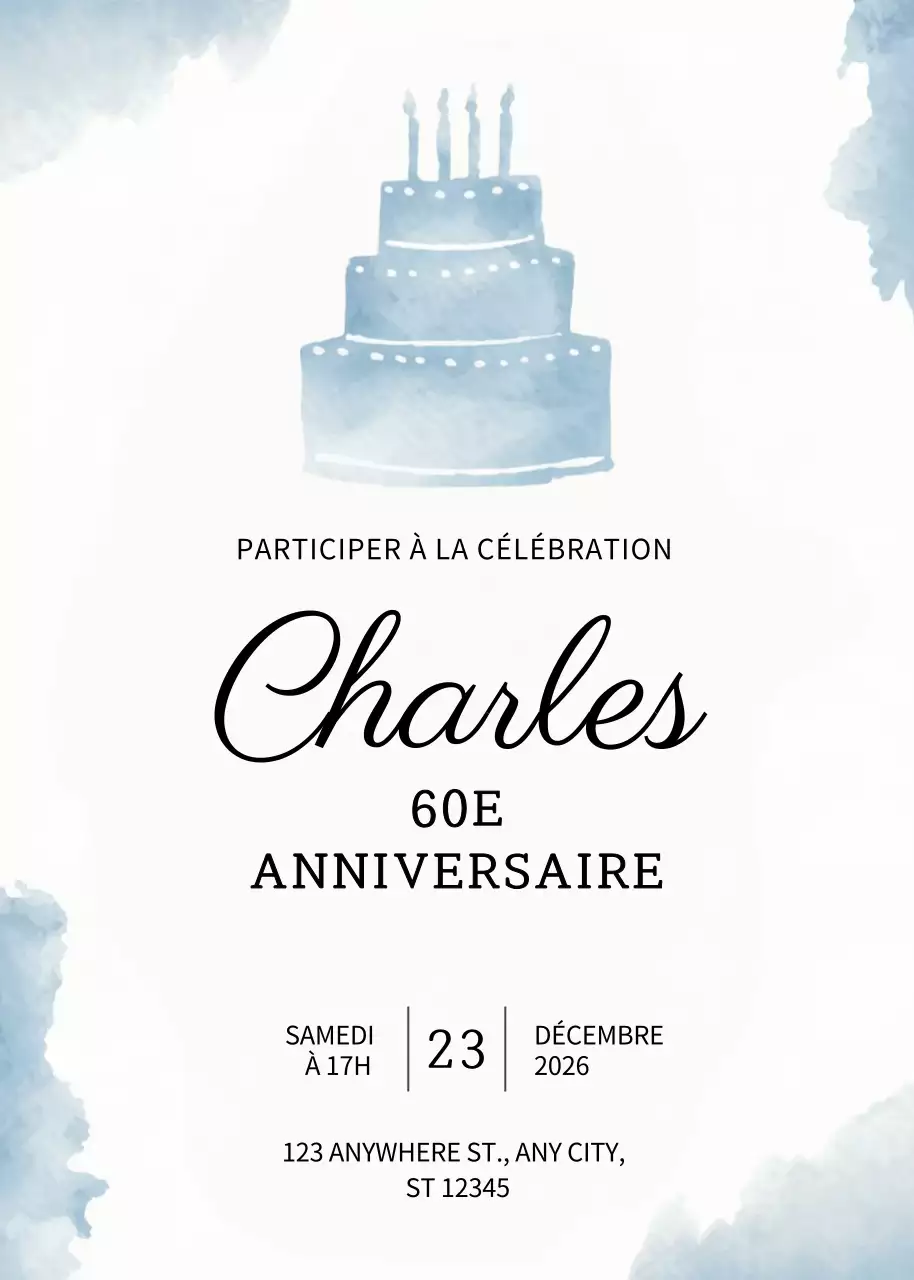 Invitation d'anniversaire élégante bleue