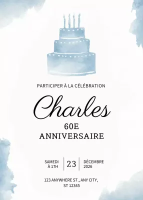 Invitation d'anniversaire élégante bleue