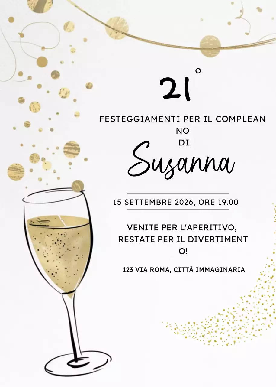 Invito di compleanno elegante in oro