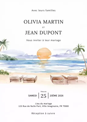 Invitation de mariage beige et élégante