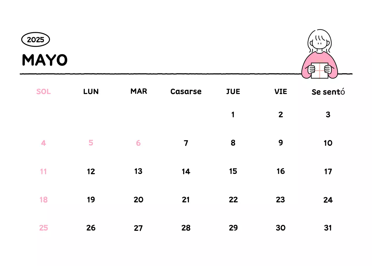 Calendario ilustrado con un bonito estilo de líneas