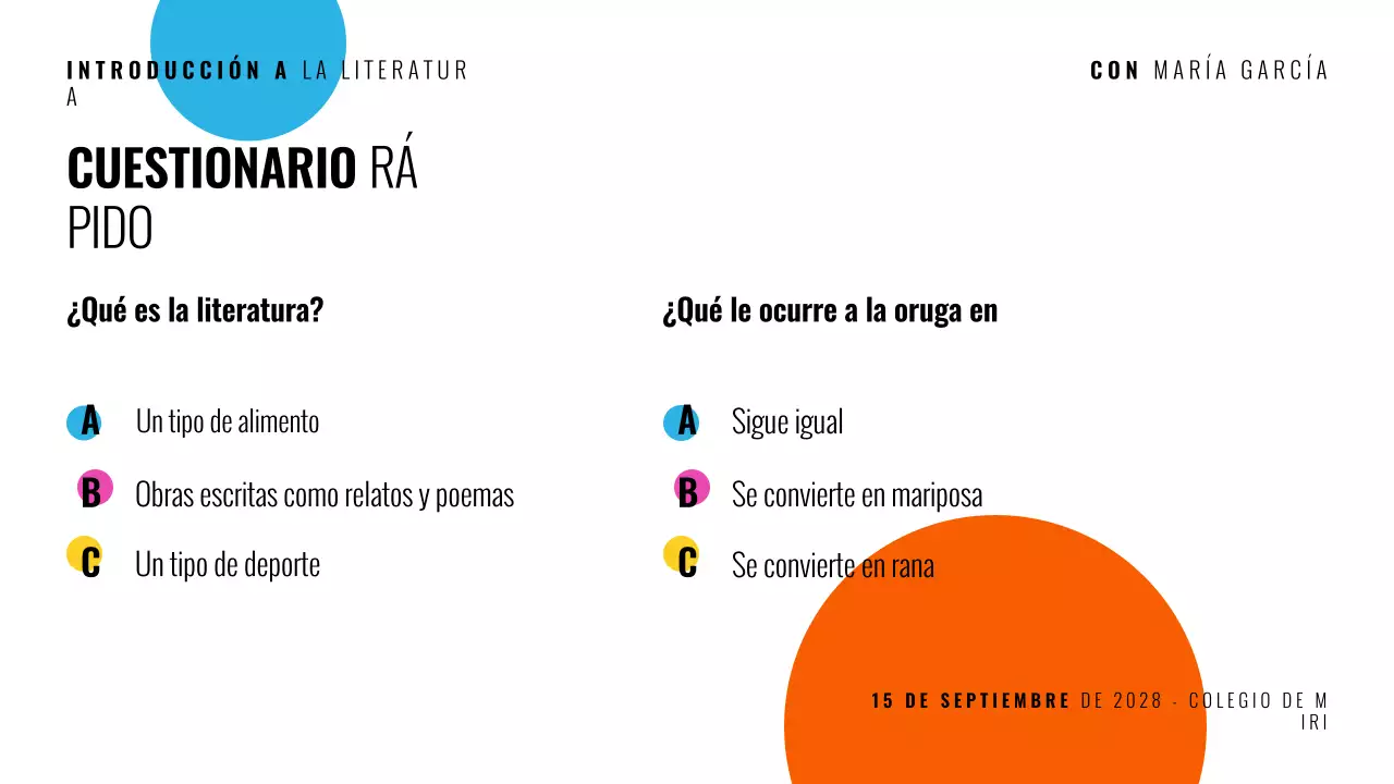 Presentación del curso de literatura moderna multicolor