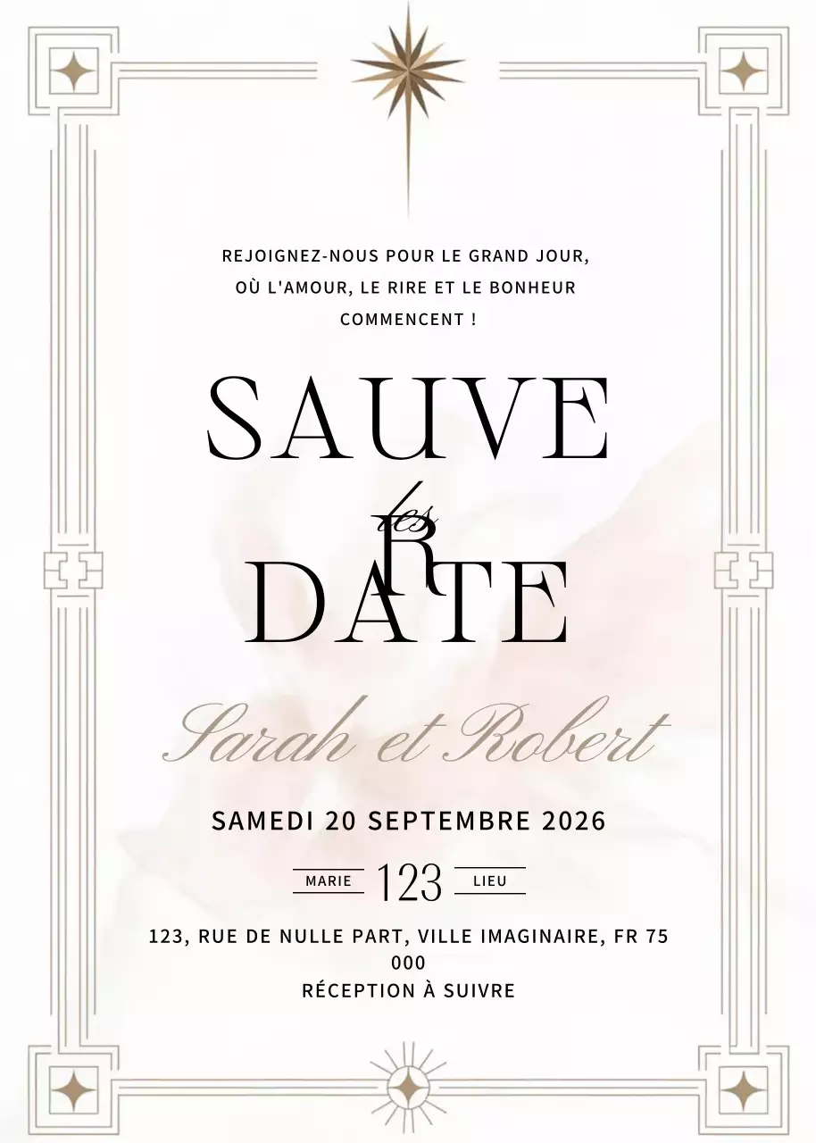 Invitation de mariage beige et élégante