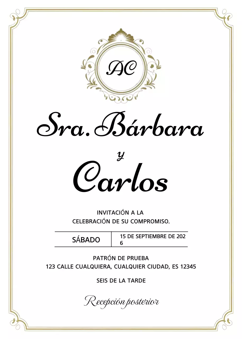 Invitación de compromiso Gold Elegant