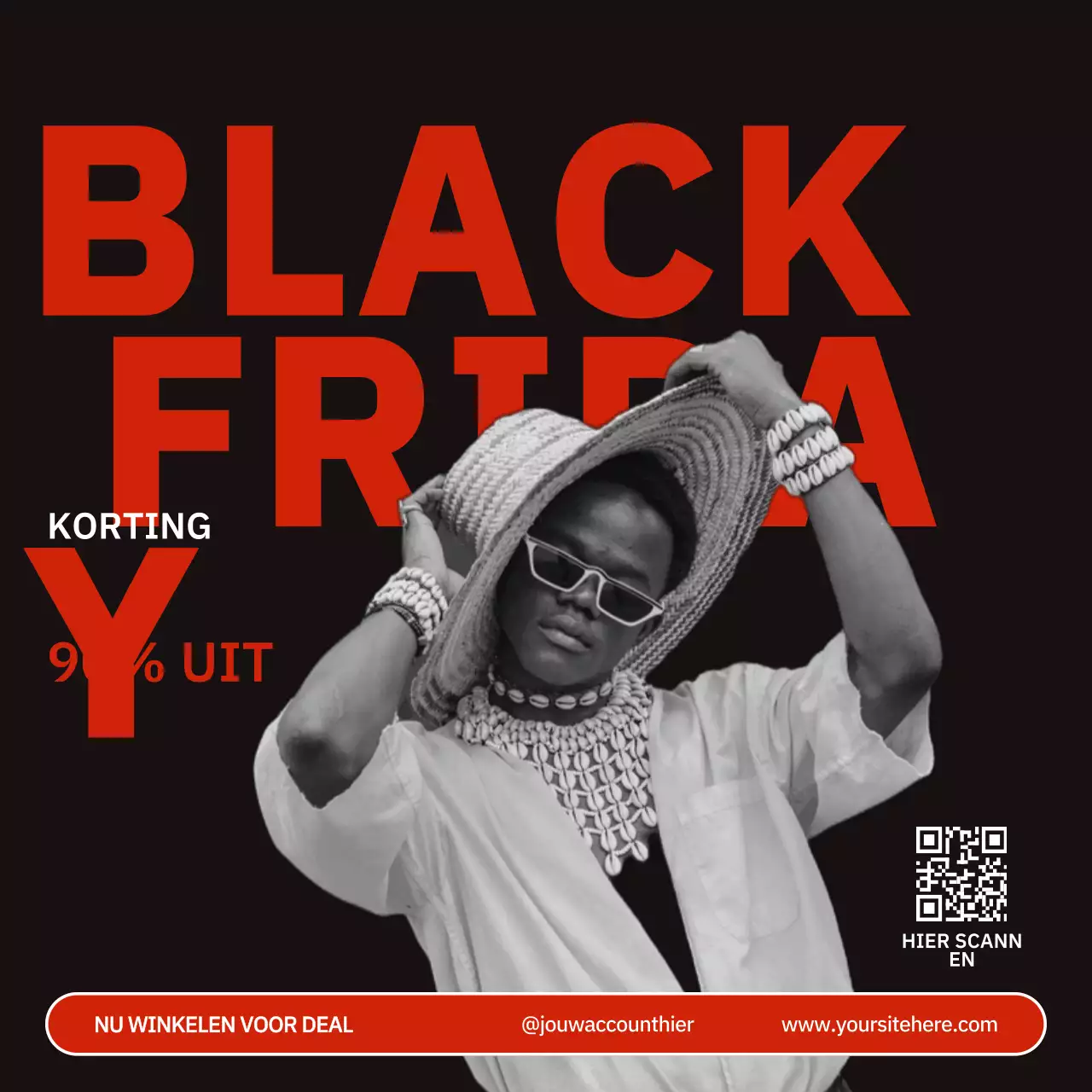 Zwart en Rood Stoutmoedig Modern Fashion Black Friday Promotie Instagram Post