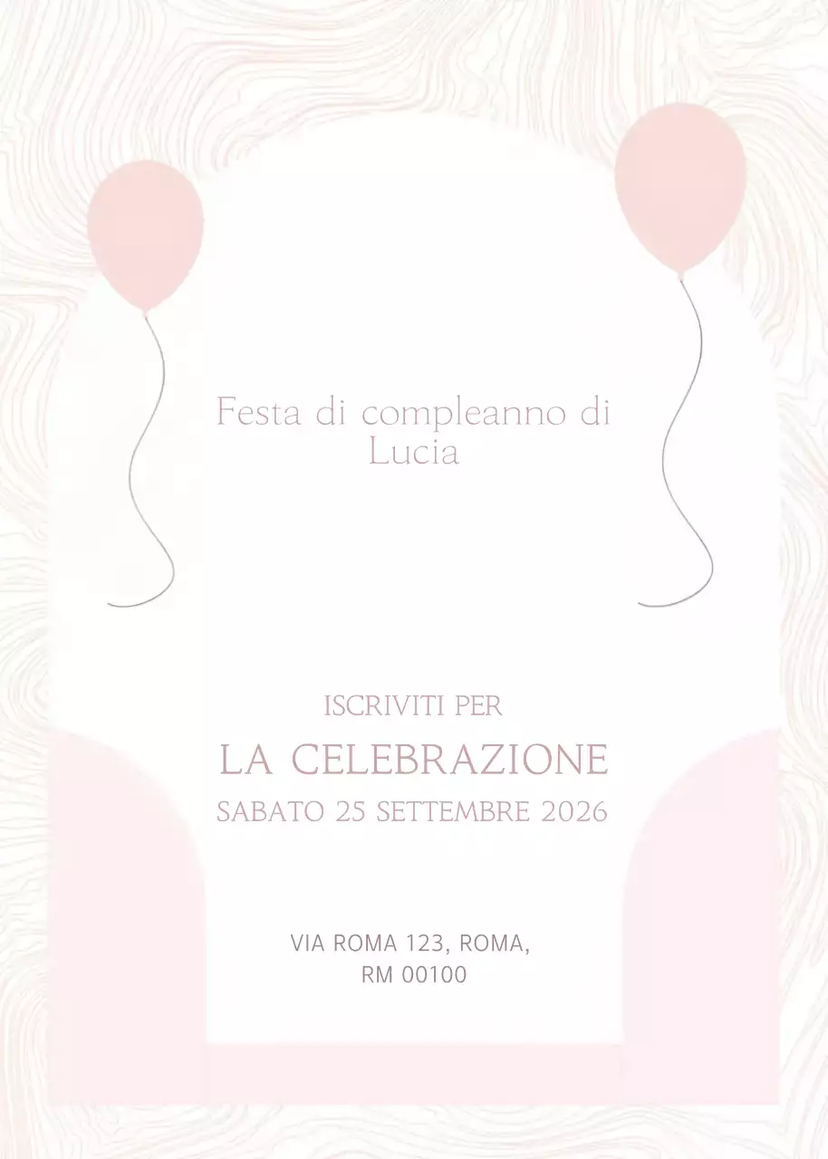 Invito di compleanno semplice rosa