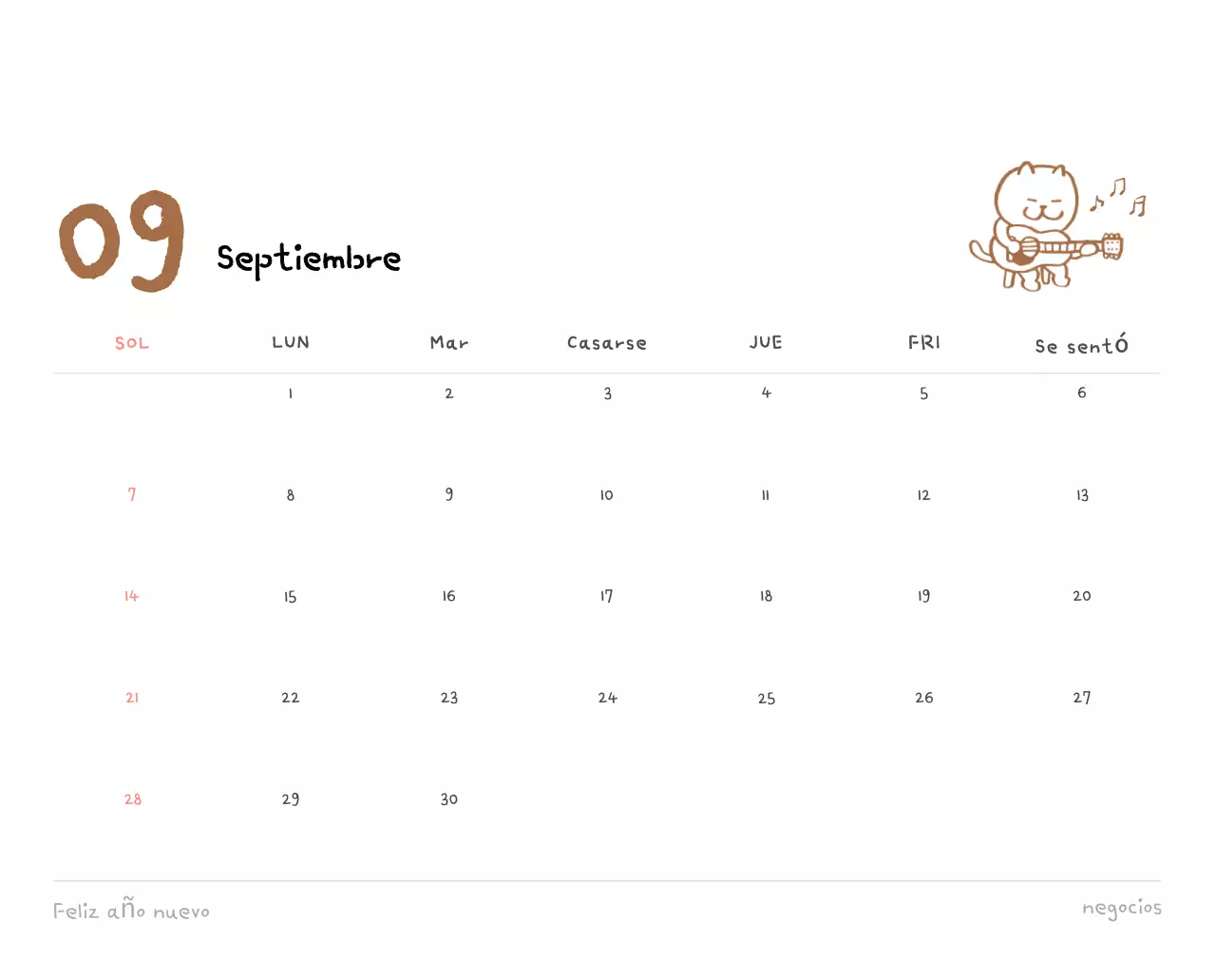 Calendario diario en marfil