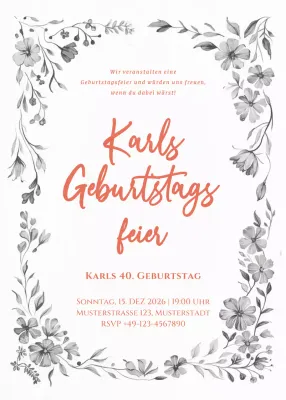 Koralle elegante Geburtstagseinladung