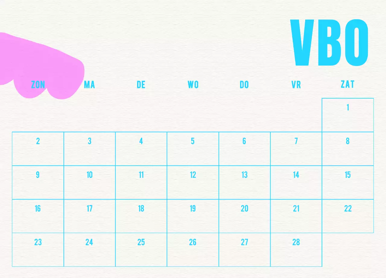 Blauwe vintage kalender