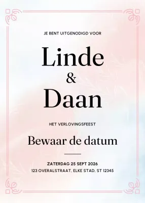 Roze elegante verlovingsuitnodiging