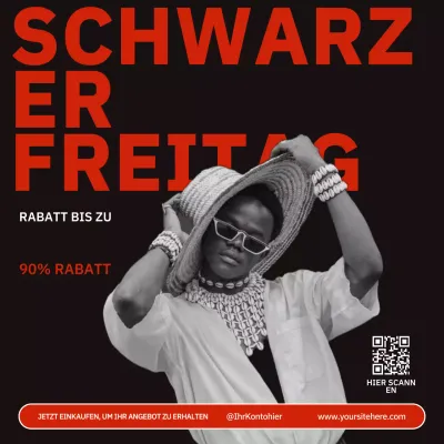 Schwarz und Rot Bold Modern Fashion Black Friday Promotion Instagram Post