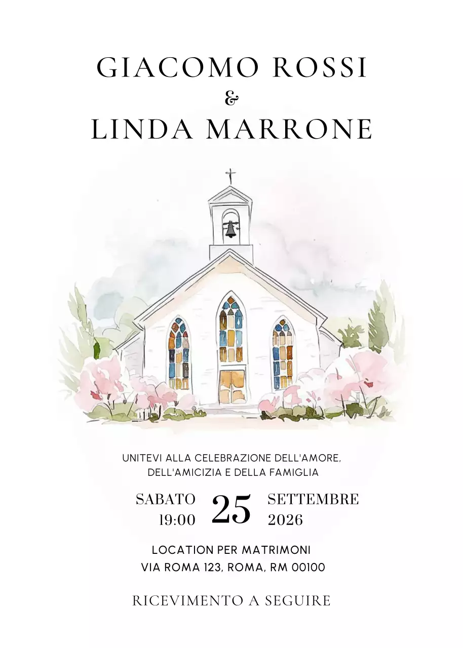 Invito di matrimonio elegante bianco