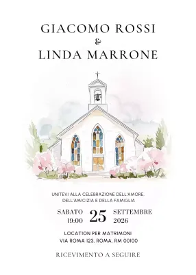 Invito di matrimonio elegante bianco