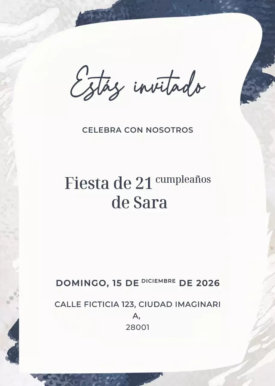 Invitación de cumpleaños Navy Elegant