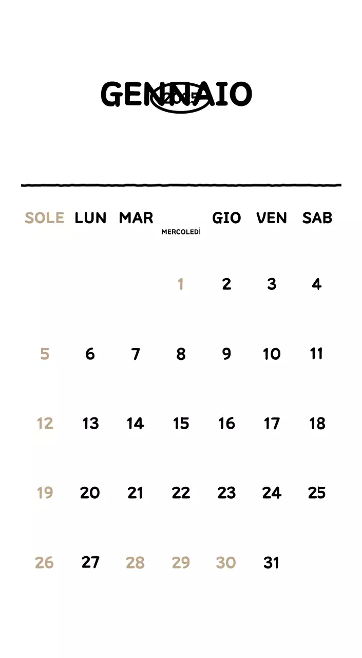 Calendario illustrato con un grazioso stile di linee
