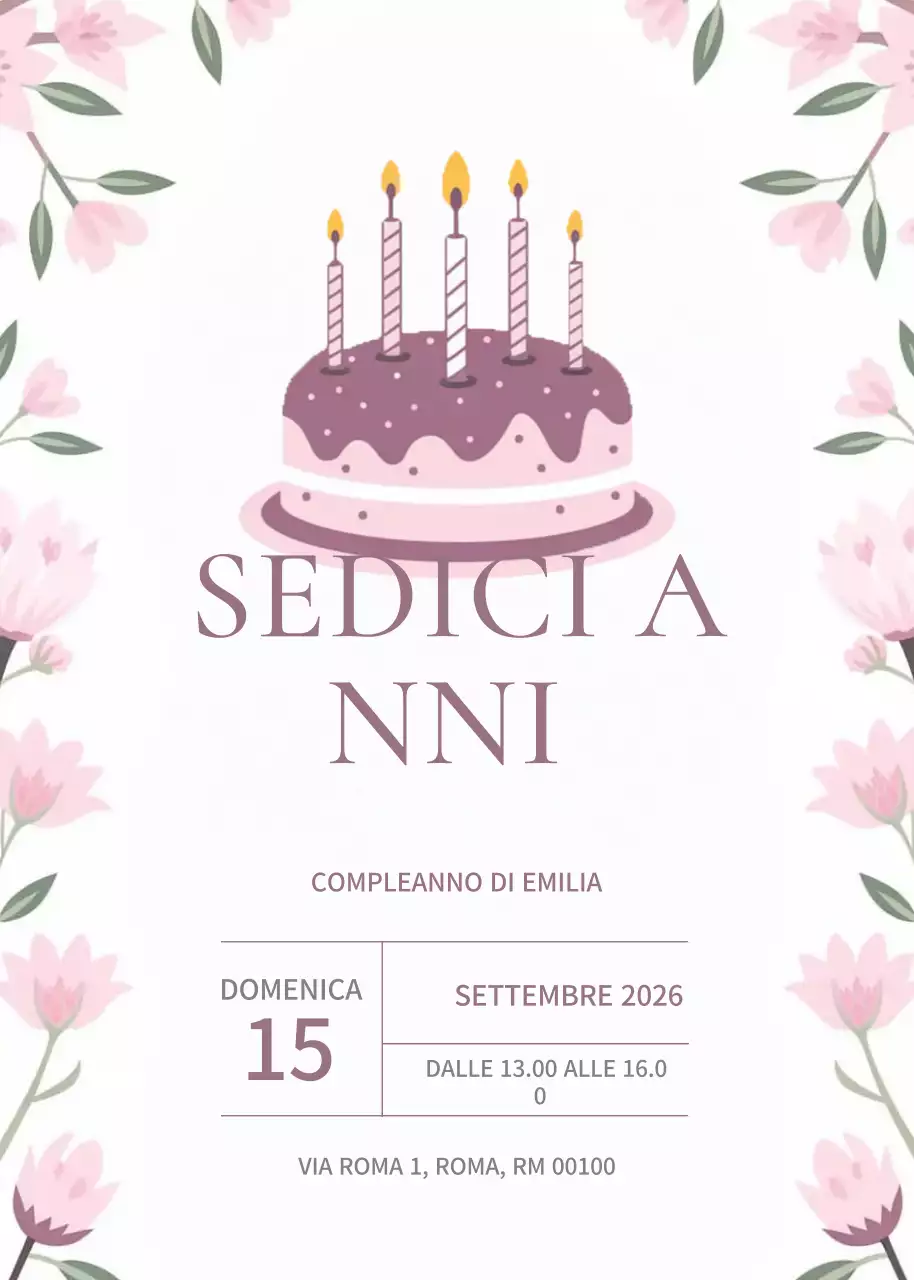 Invito di compleanno elegante rosa