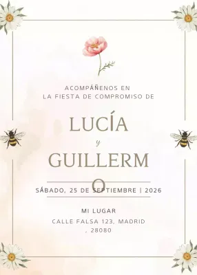Invitación de compromiso elegante beige