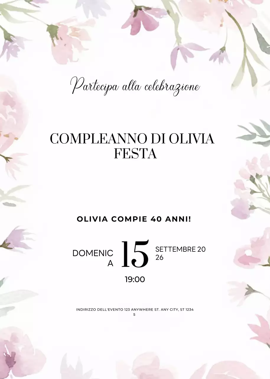 invito di compleanno floreale rosa