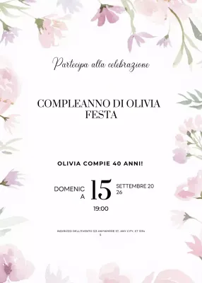 invito di compleanno floreale rosa