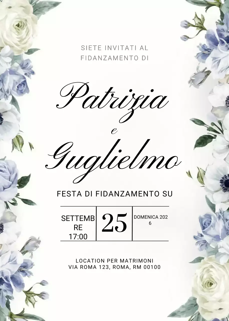 invito di fidanzamento elegante bianco