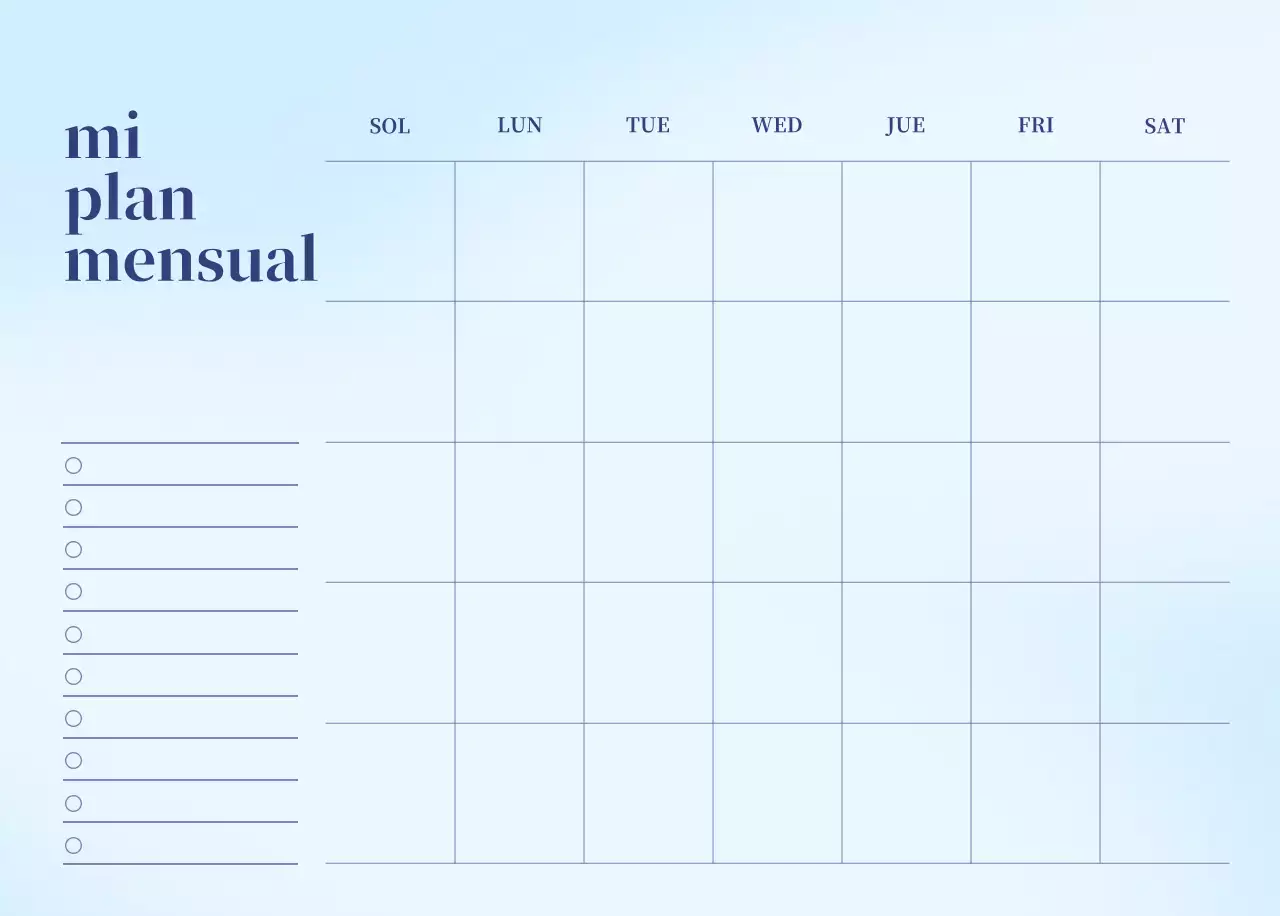 Calendario minimalista degradado