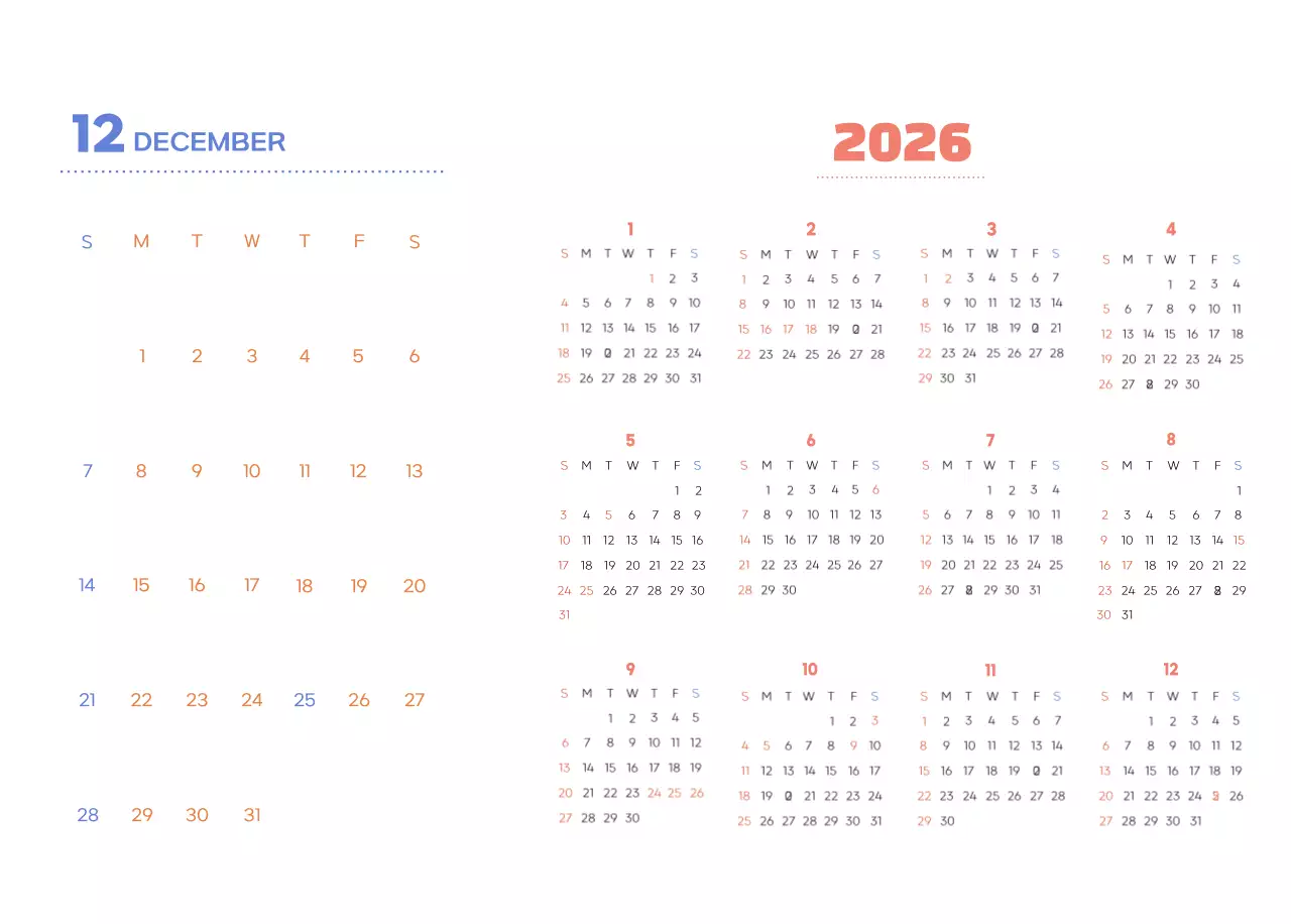 Zakelijke kalender met leuke illustraties