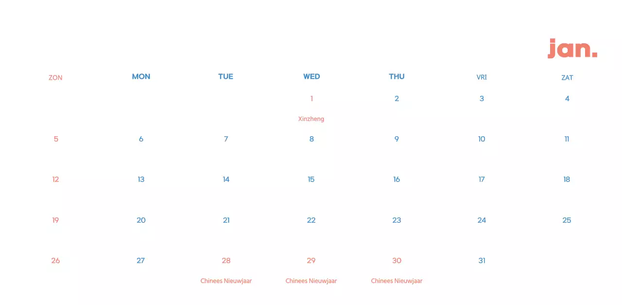 Zakelijke kalender met leuke illustraties