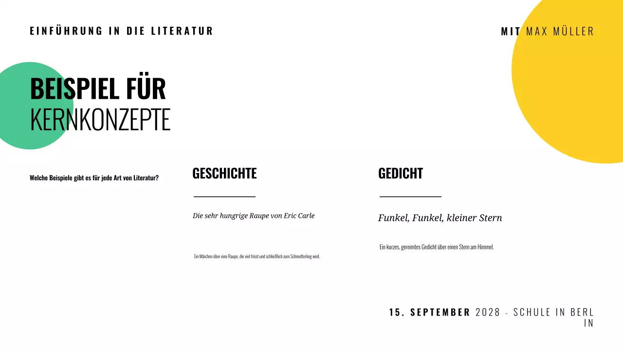 Multicolor-Kurs Präsentation moderner Literatur