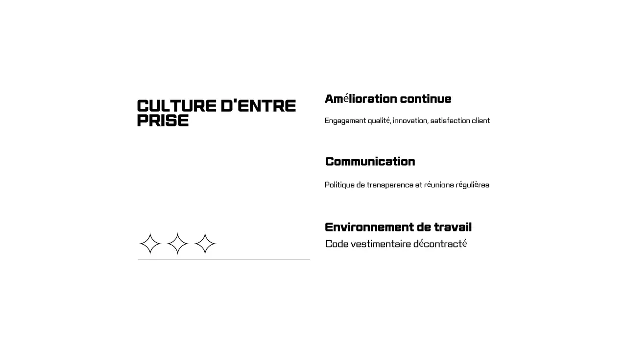 Présentations d'accueil des employés en noir et blanc