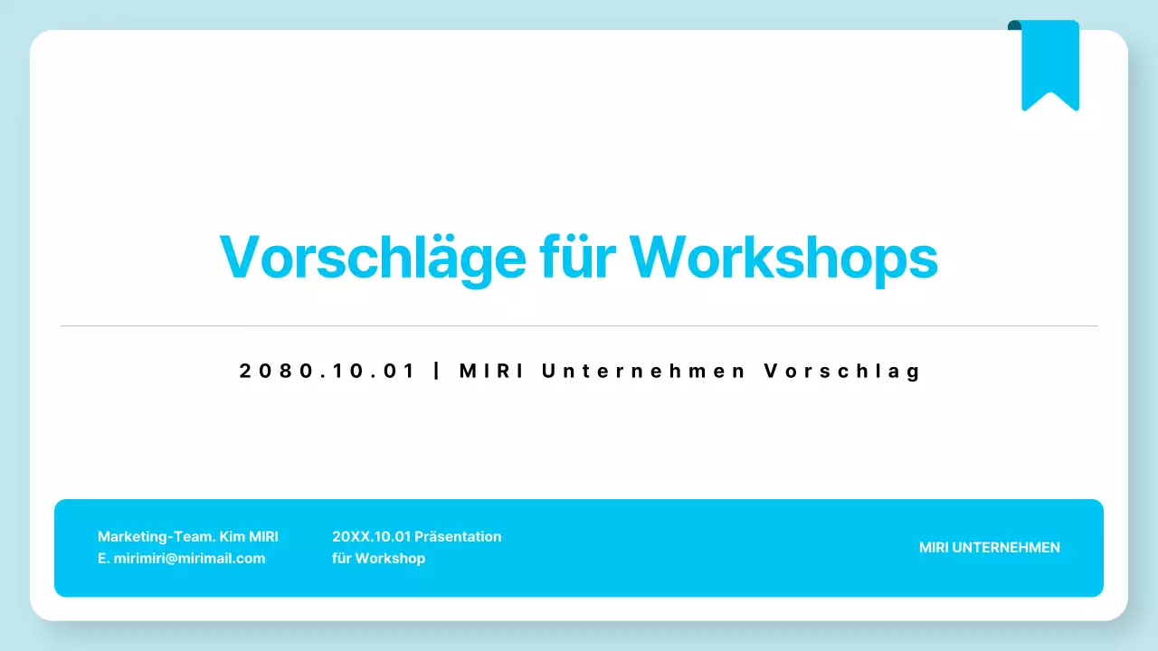 Hellblau Einfacher Workshop-Vorschlag