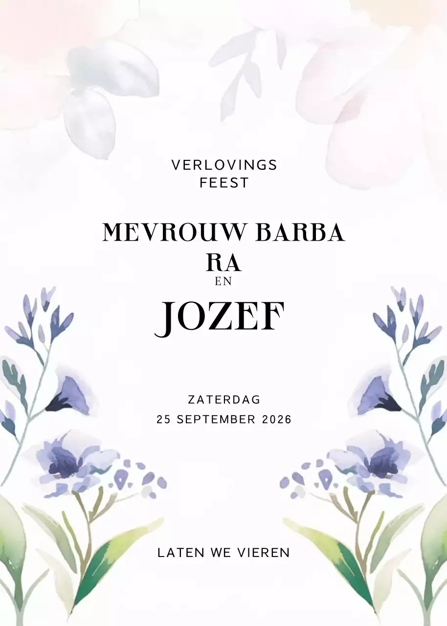 Witte elegante verlovingsuitnodiging