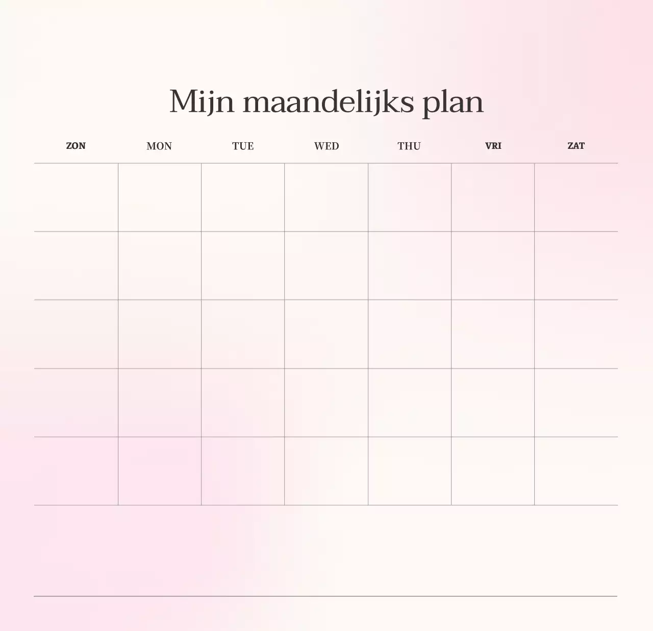 Minimalistische kalender met kleurverloop