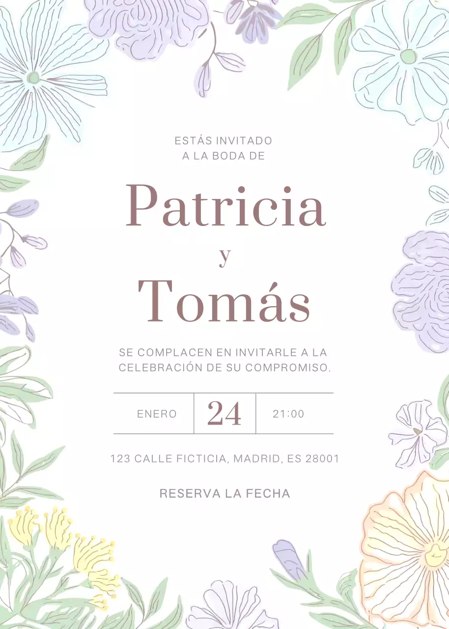 Invitación de boda blanca y elegante