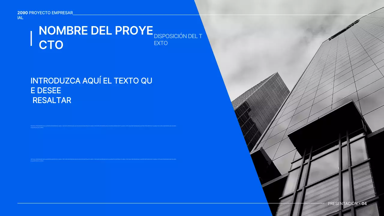 Un sencillo plan de negocio global en blanco y azul