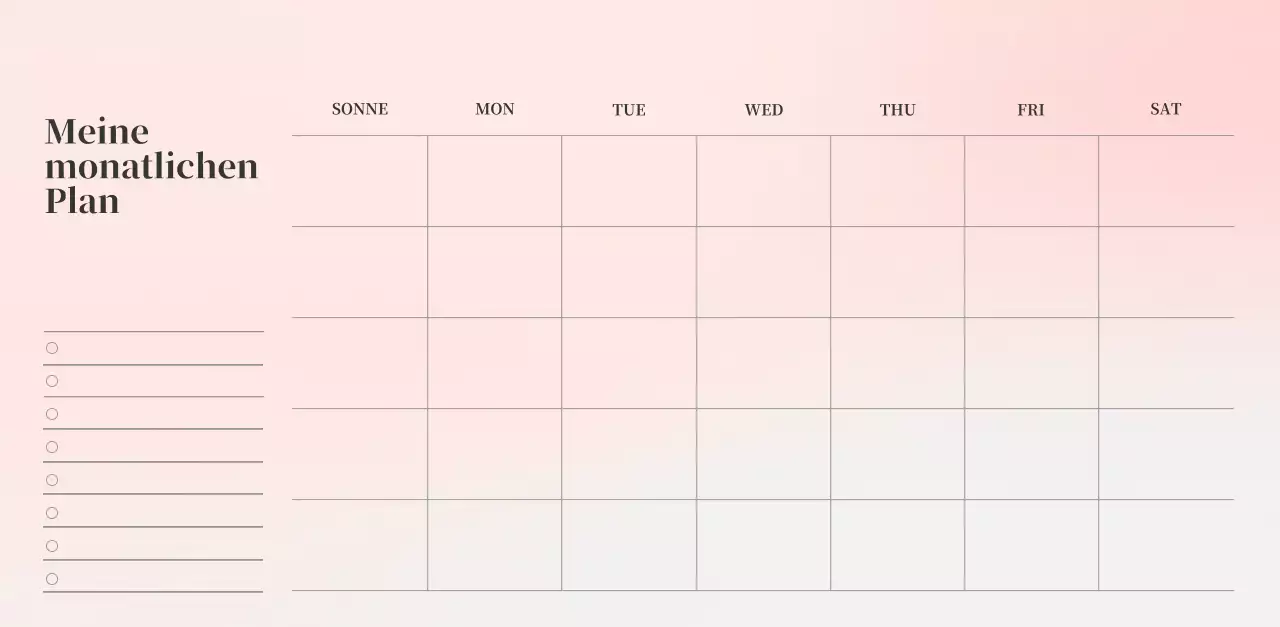 Minimalistischer Kalender mit Farbverlauf