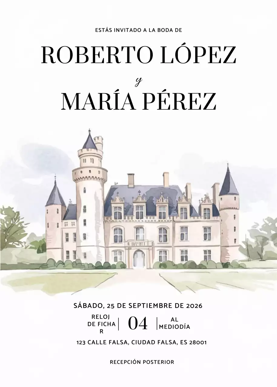 Invitación de boda blanca y elegante