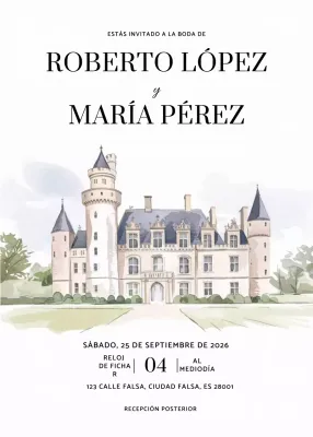 Invitación de boda blanca y elegante