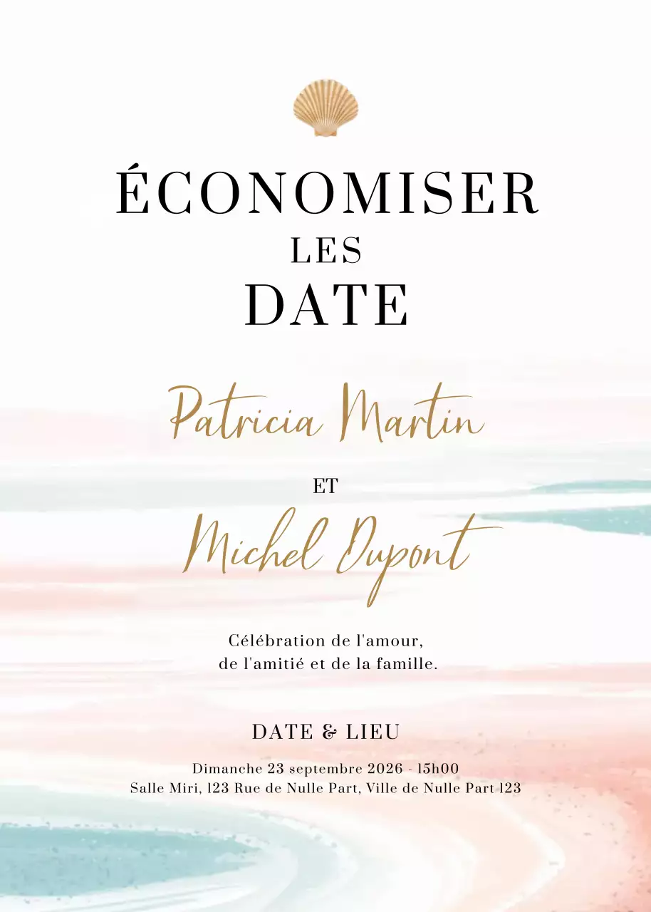 invitation de mariage élégante et pastel