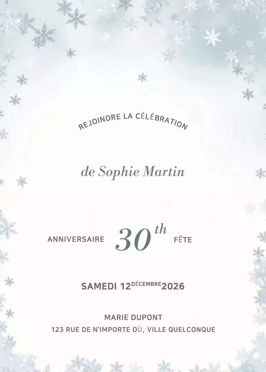 Invitation d'anniversaire élégante en blanc