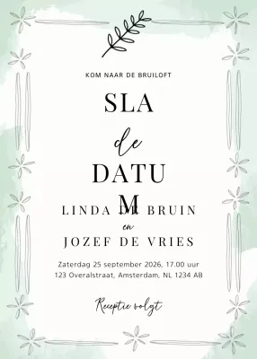 mint elegante huwelijksuitnodiging