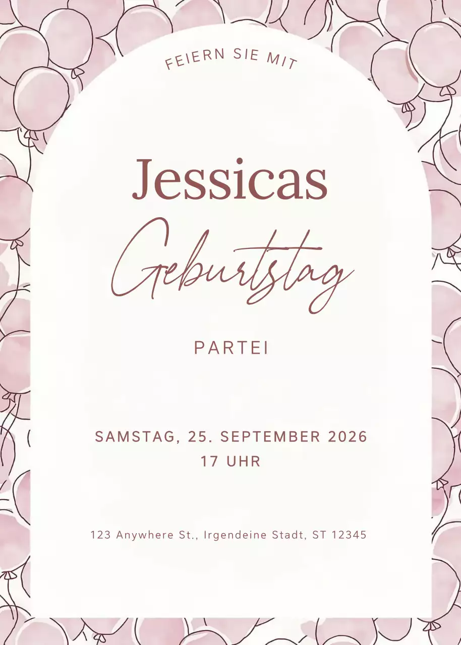 Pinke elegante Geburtstagseinladung