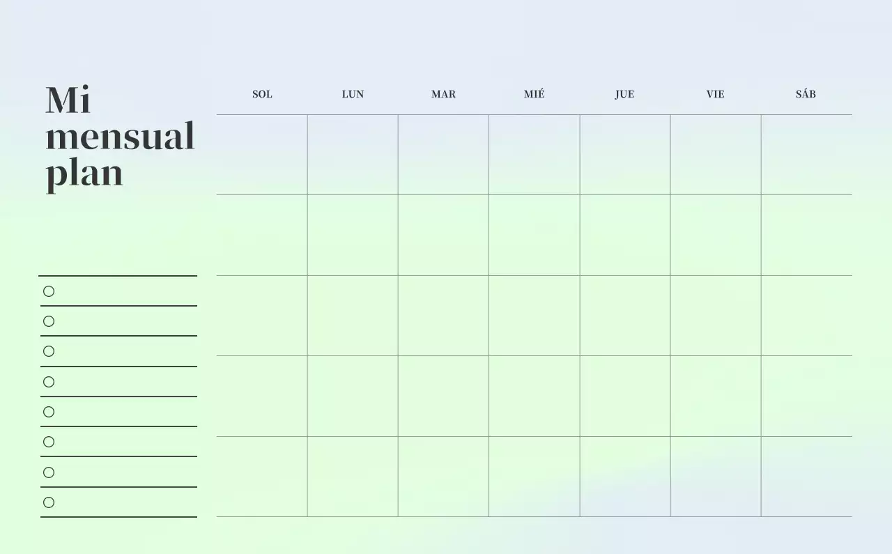 Calendario minimalista degradado