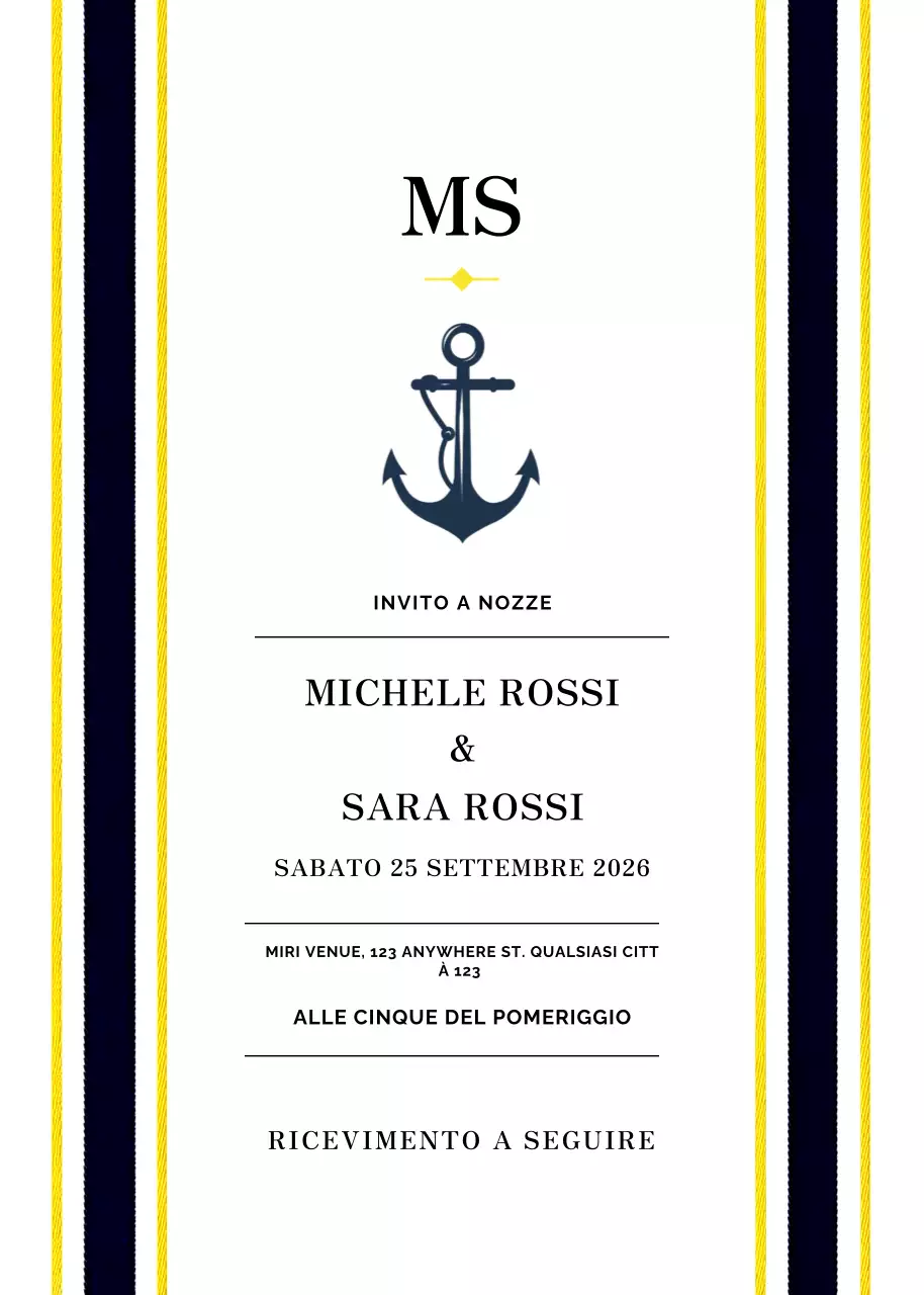 Invito di nozze classico navy