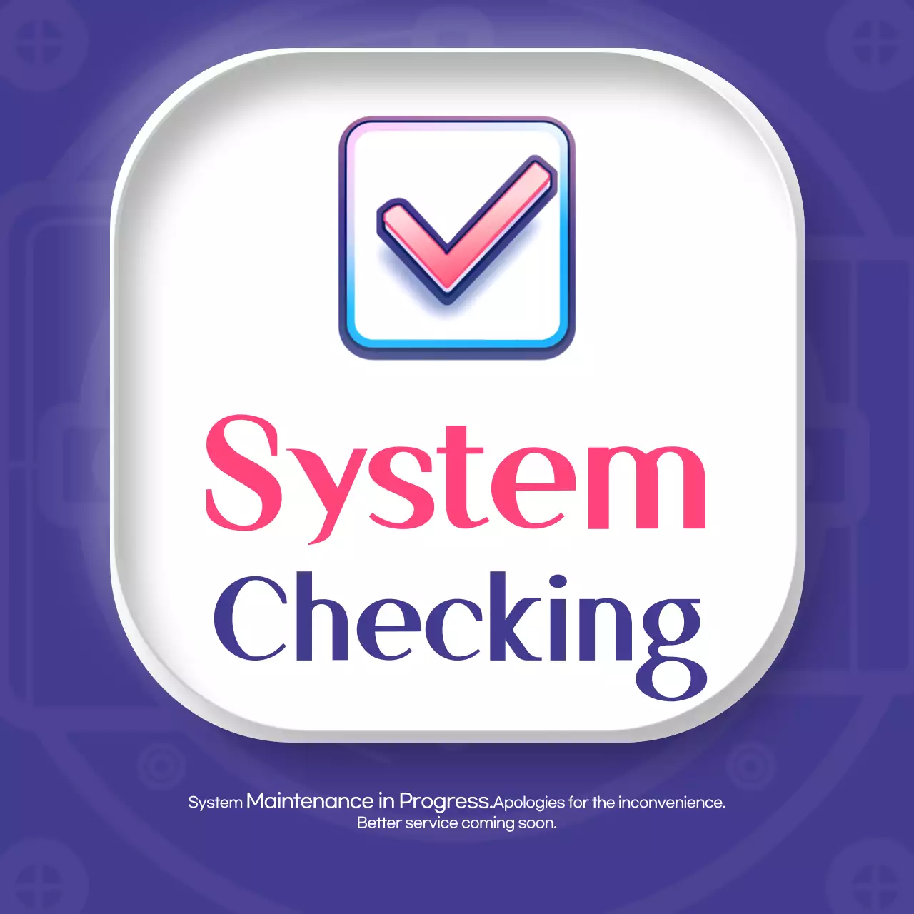 Aviso do Sistema Moderno Roxo Postagem nas Redes Sociais