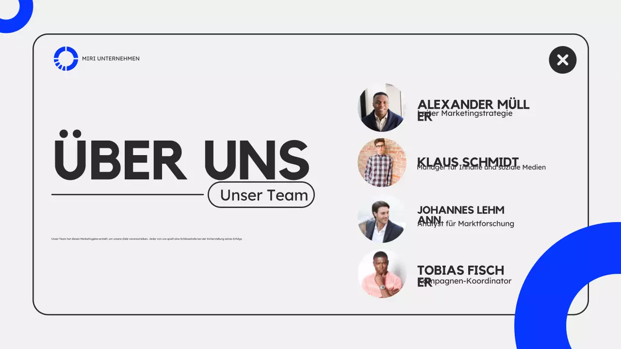 Blaugrauer moderner Marketingplan Präsentation