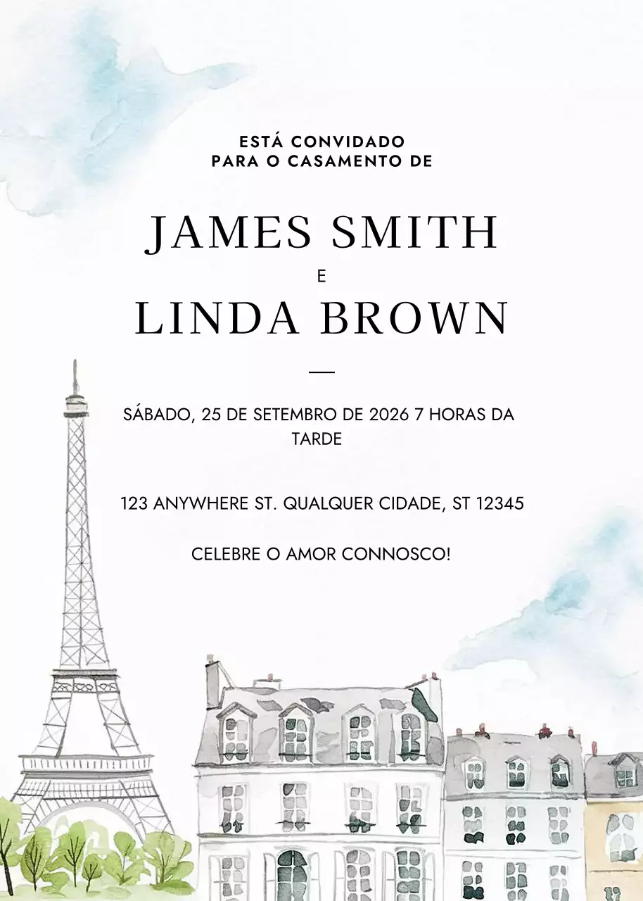 Convite de casamento branco e elegante
