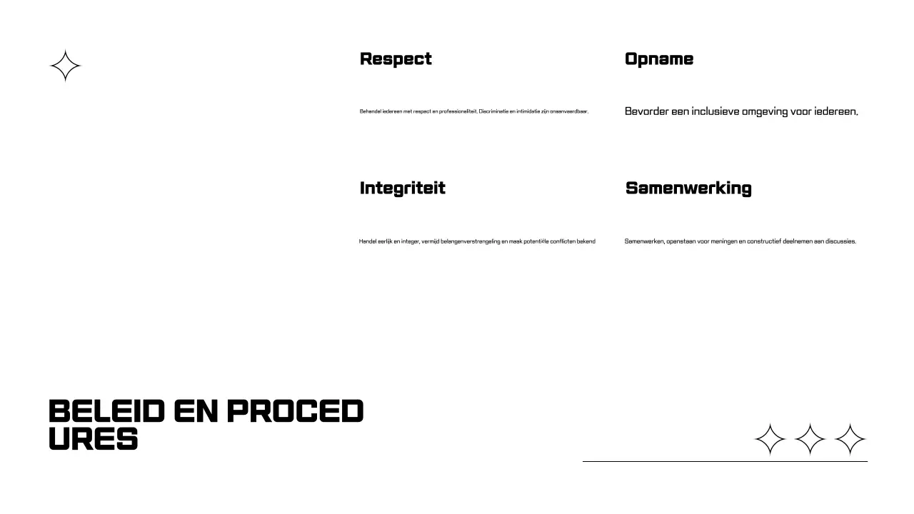 Zwart-wit presentaties voor het inwerken van werknemers