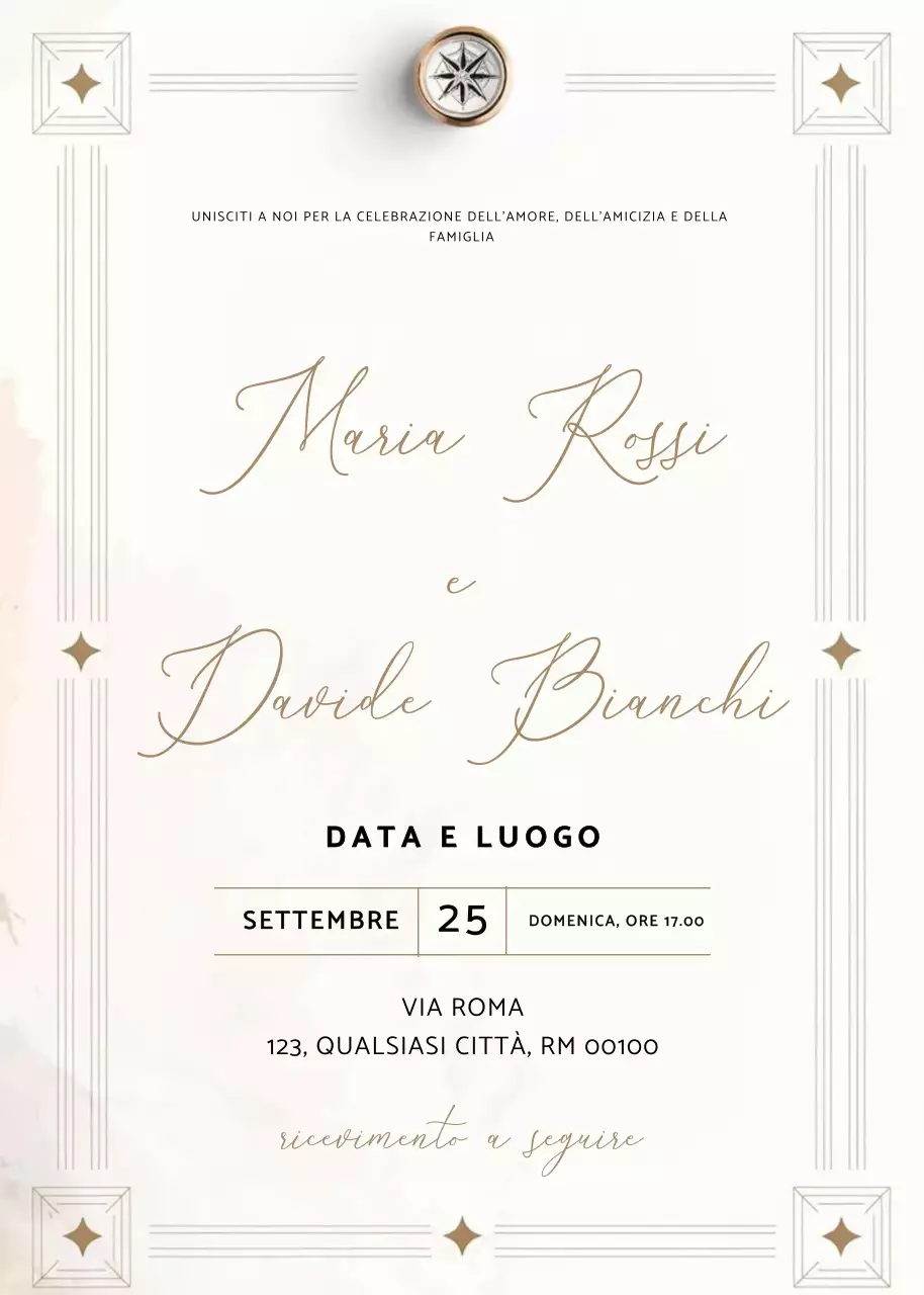 Invito di nozze elegante beige