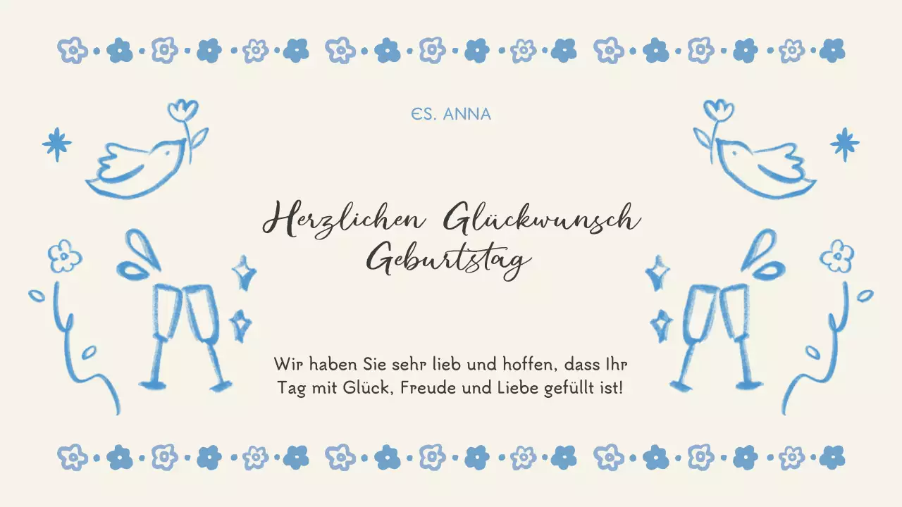 blau geblümt Geburtstag Veranstaltung