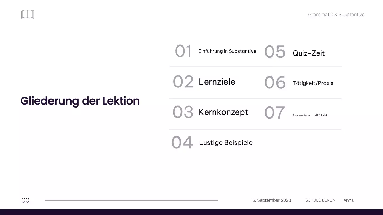 Professionelles minimalistisches Grammatikmaterial für die 1. Klasse